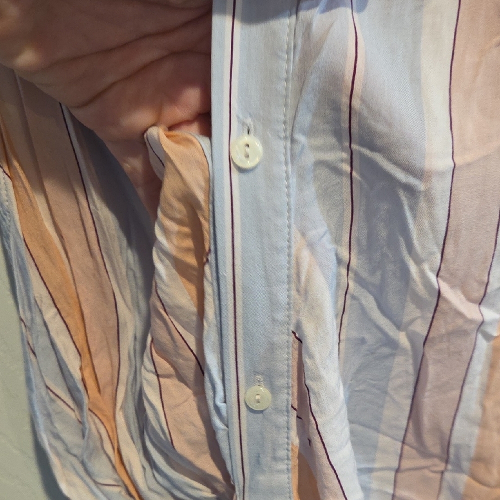 Free People Pastel Striped Button-Down Sleeveless Wrap Shirt XL - Picture 7 of 8
